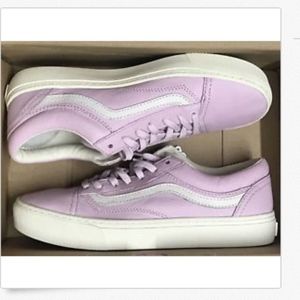 vans old skool lilac snow & white skate shoes
